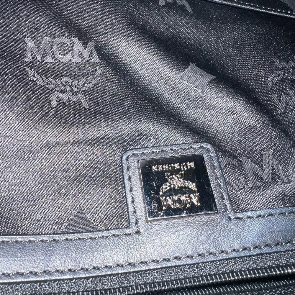 MCM Stark Backpack Black Nylon Logo Print Medium Unisex Designer Travel Bag